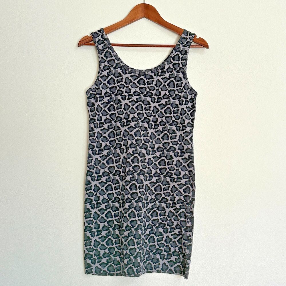 Cotton On Womens Top Tank Dress Black Grey Cheetah Animal Print Size Medium‎